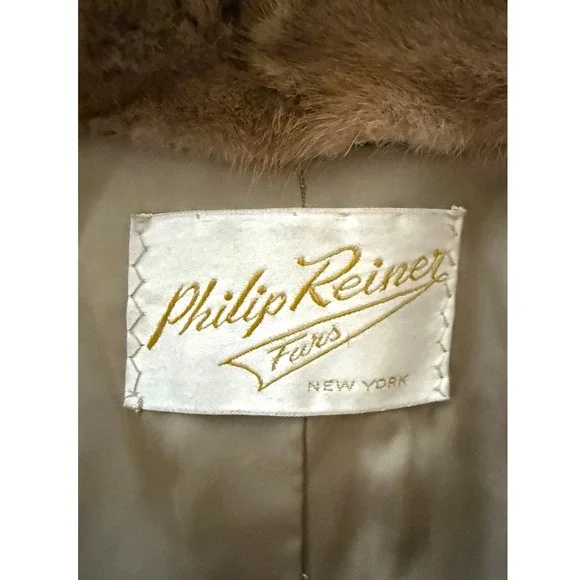 Vintage 1960's Philip Reiner Blonde Mink Fur Swing Coat 46 Length 3 Pockets EUC